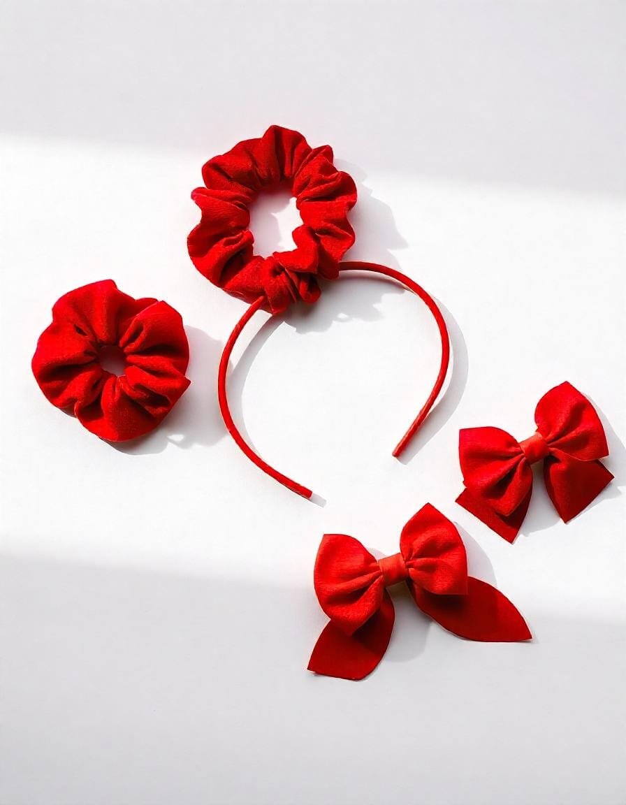 Plain Red Hair Accessory set