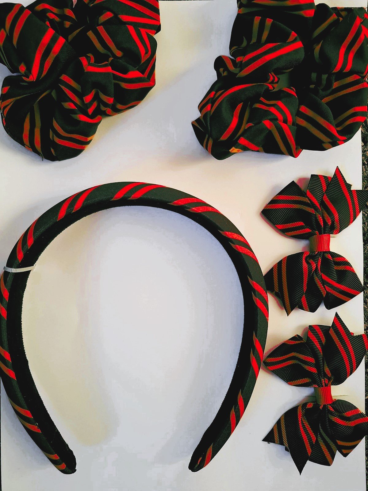 Red and black Striped Pattern Hair Accessory set