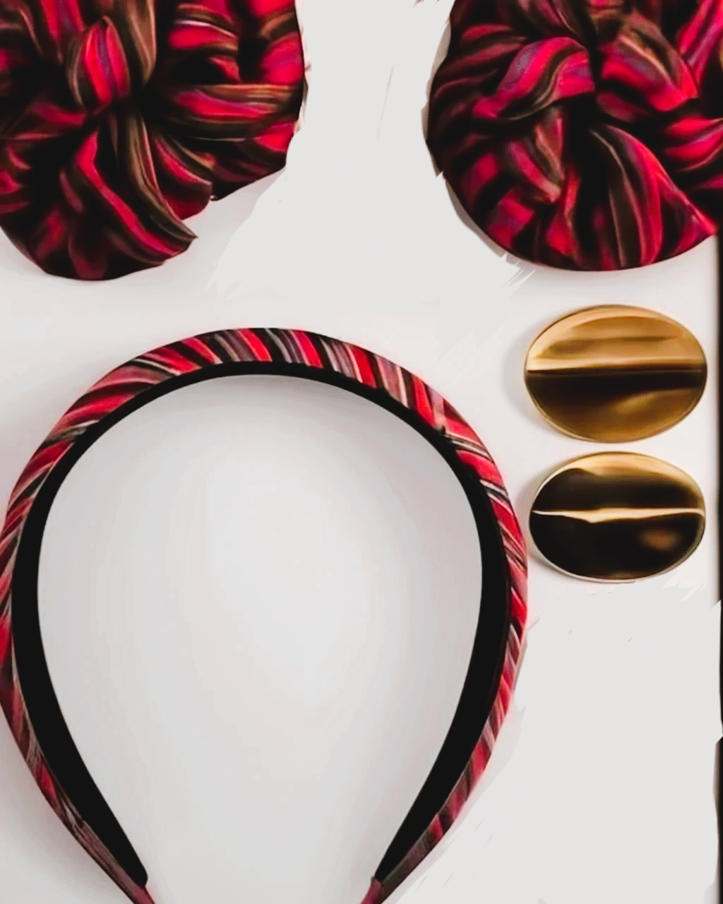 Red and Brown Striped Pattern Hair Accessory set